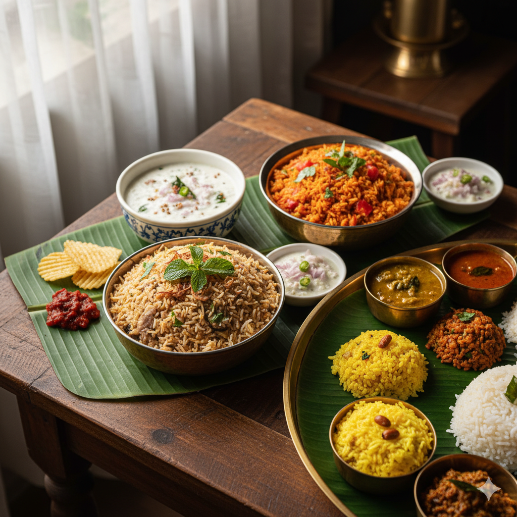 Variety of South Indian Lunch Dishes